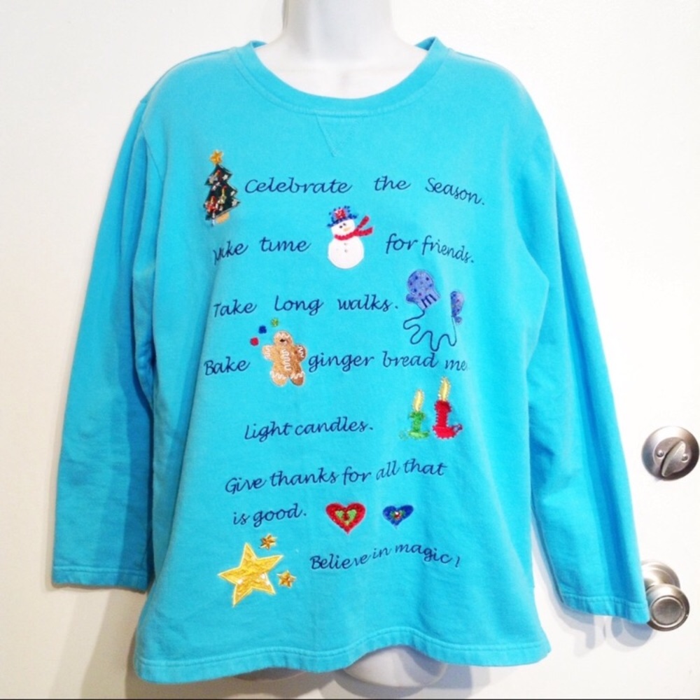 Quacker Factory Christmas Embroidered Sweatshirt
